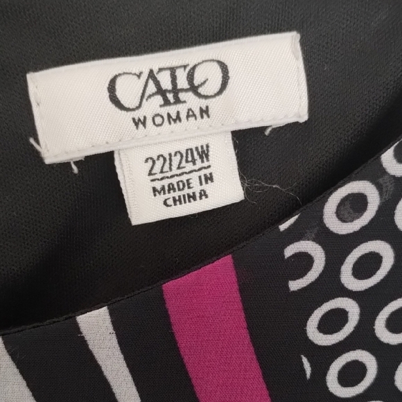 Cato Women's Pink and Black Swirl Pattern Blouse - Picture 2 of 3